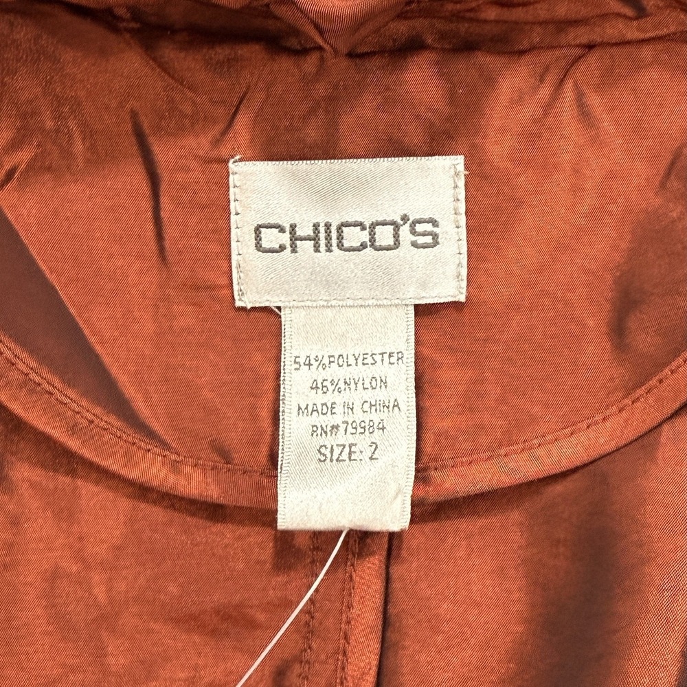 Chicos Marilee Topper Womens 2/L Rust NWT Iridescent Sophisticated Belted Glam - Picture 4 of 16